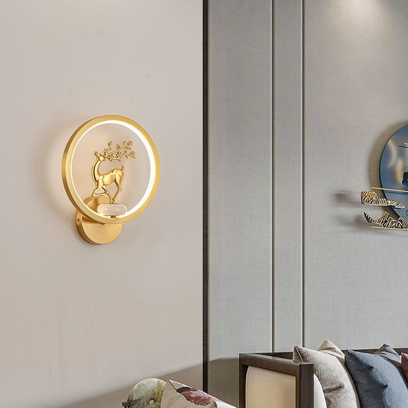 Round Plum Blossom Orchid Wall Lamp