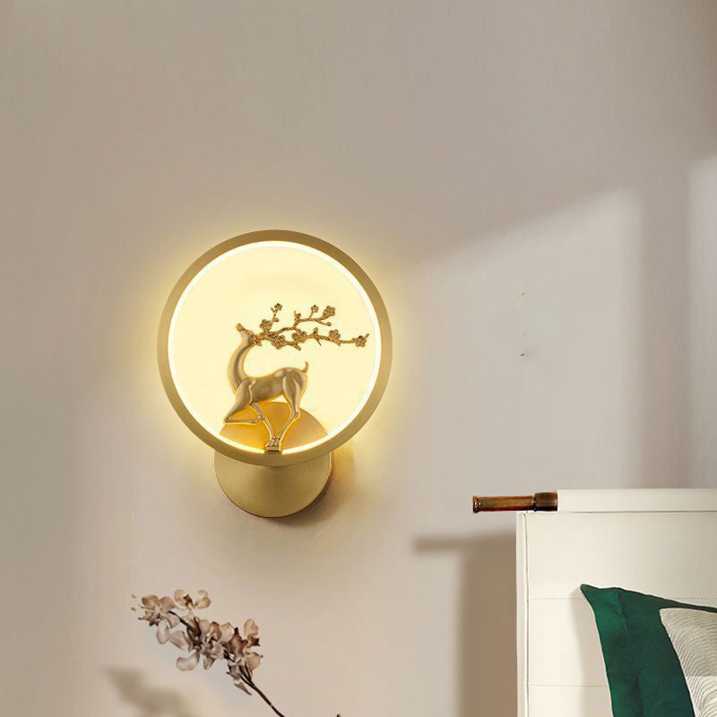 Round Plum Blossom Orchid Wall Lamp