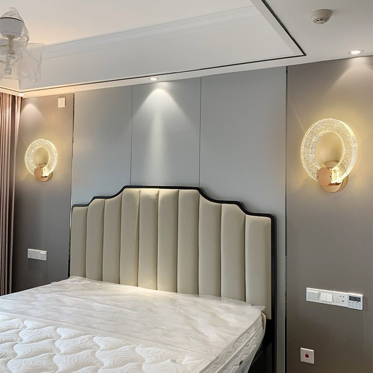 Circular Bubble Crystal Iron Wall Lamp