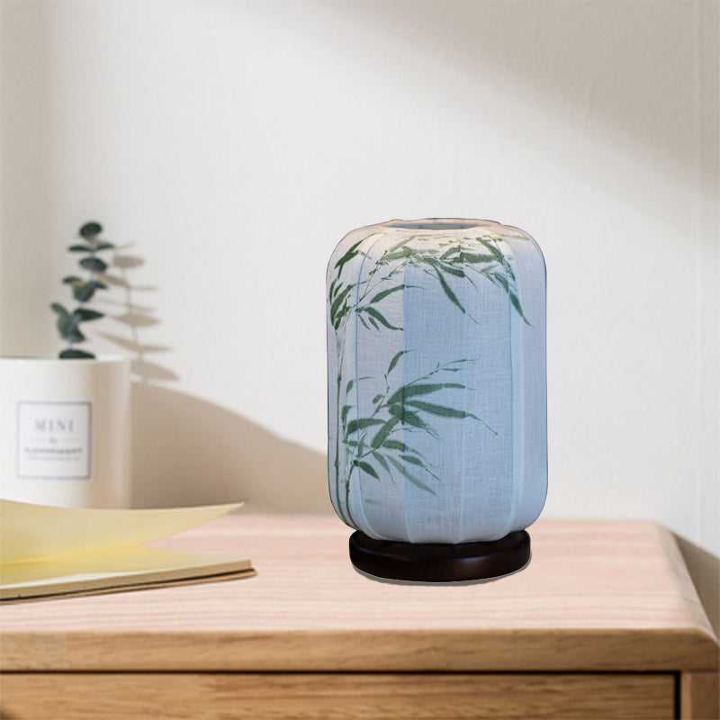 Wood Cotton Hemp Cylinder Table Lamp