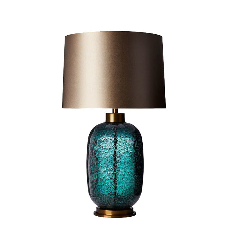 Fabric Linen Glass Cylinder Table Lamp