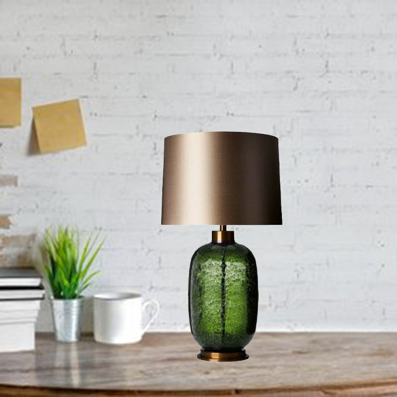 Fabric Linen Glass Cylinder Table Lamp