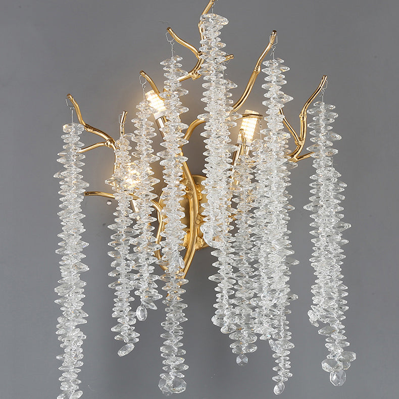 Tree Branches Tassel Crystal 3-Light Wall Lamp