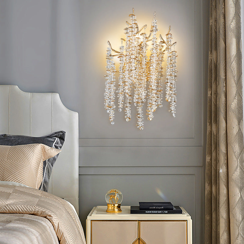 Tree Branches Tassel Crystal 3-Light Wall Lamp