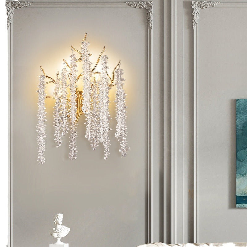 Tree Branches Tassel Crystal 3-Light Wall Lamp