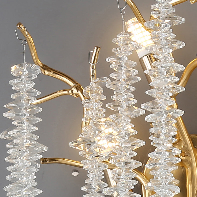 Tree Branches Tassel Crystal 3-Light Wall Lamp