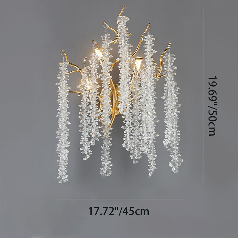 Tree Branches Tassel Crystal 3-Light Wall Lamp