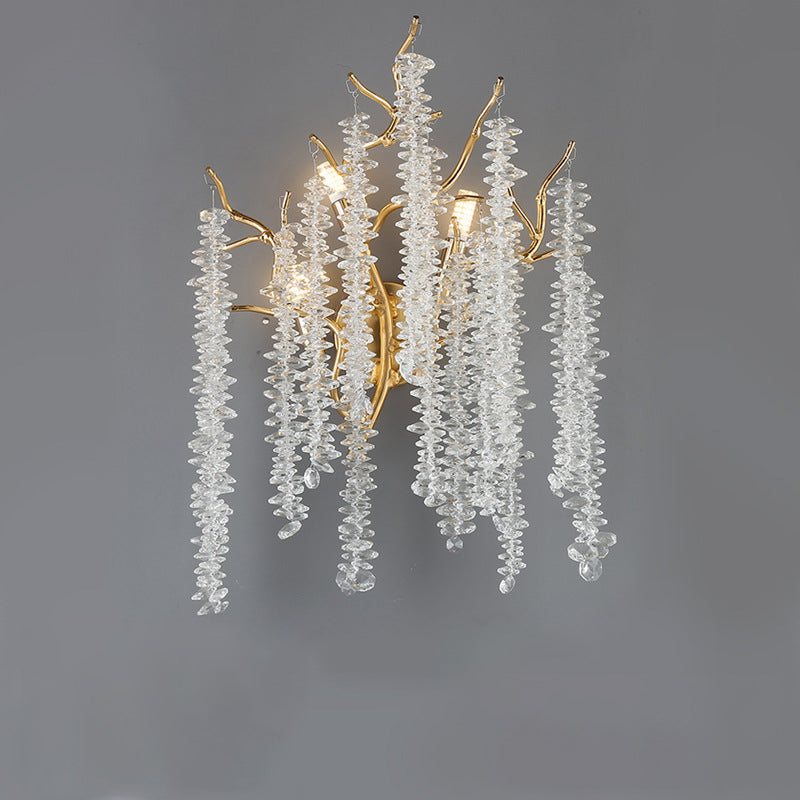 Tree Branches Tassel Crystal 3-Light Wall Lamp
