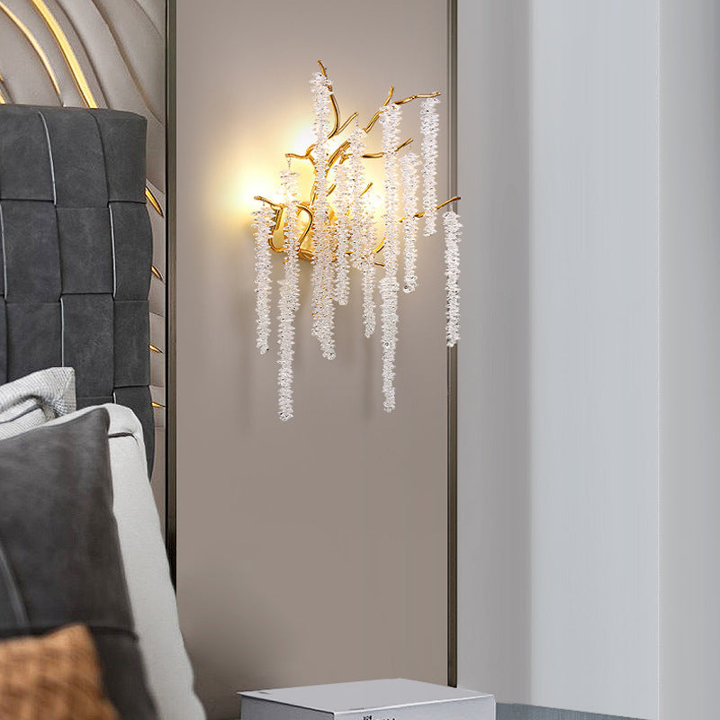 Tree Branches Tassel Crystal 3-Light Wall Lamp