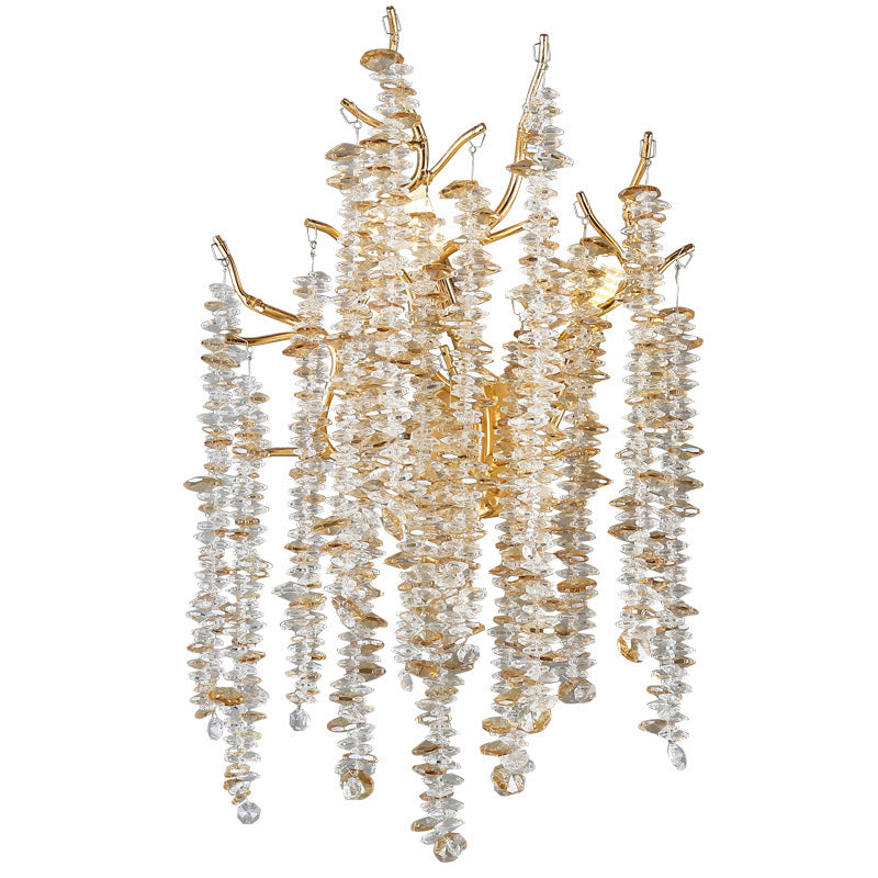 Tree Branches Tassel Crystal 3-Light Wall Lamp