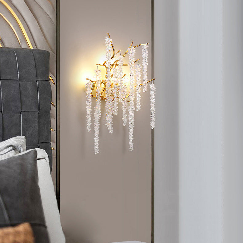 Tree Branches Tassel Crystal 3-Light Wall Lamp