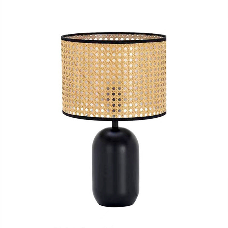 Weave Rattan Drum Shape Table Lamp