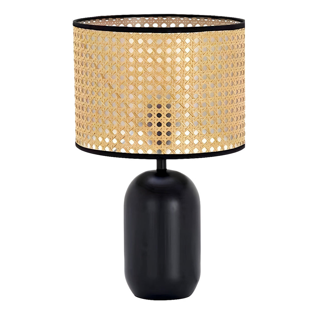 Weave Rattan Drum Shape Table Lamp