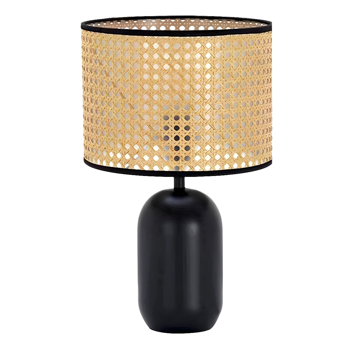 Weave Rattan Drum Shape Table Lamp