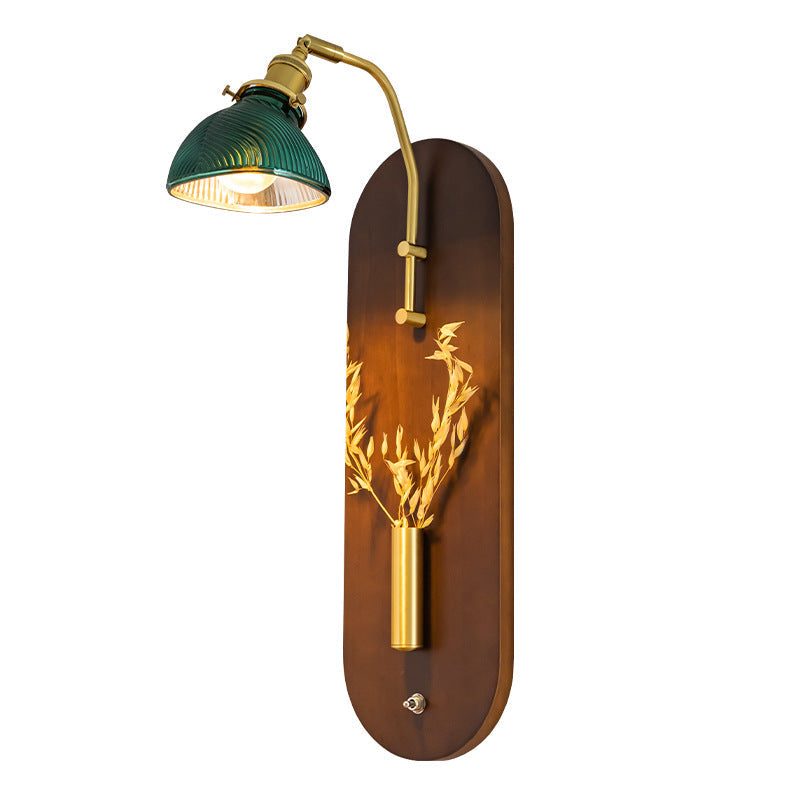 Rotatable Oval Copper Wheat Wall Lamp