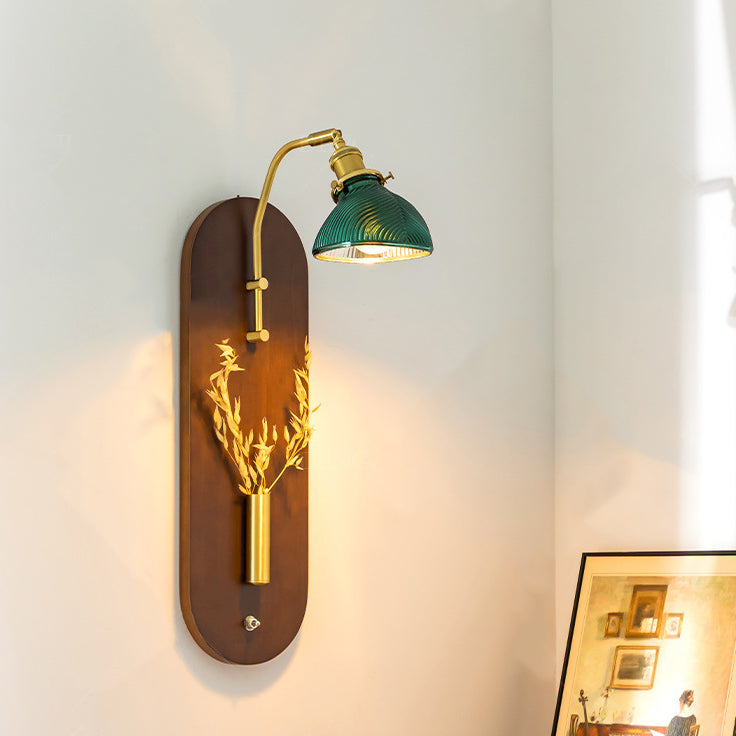 Rotatable Oval Copper Wheat Wall Lamp