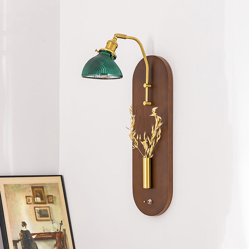 Rotatable Oval Copper Wheat Wall Lamp