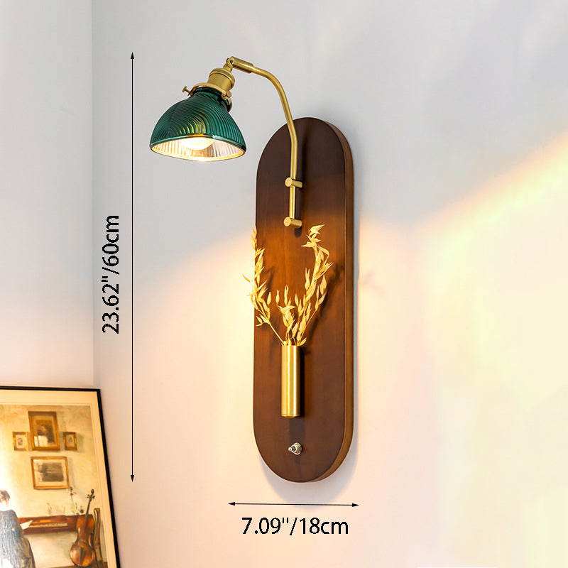 Rotatable Oval Copper Wheat Wall Lamp