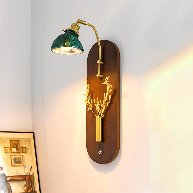 Rotatable Oval Copper Wheat Wall Lamp