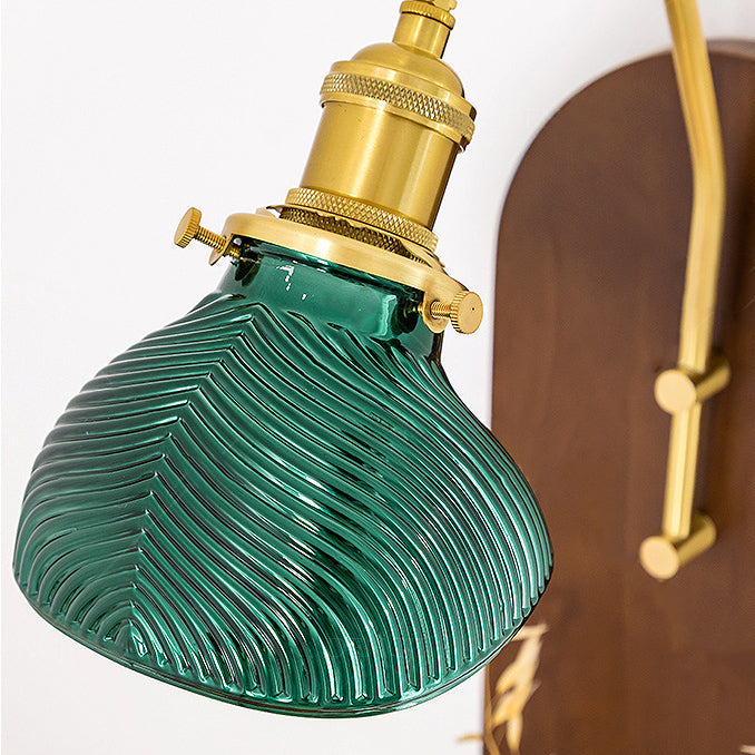 Rotatable Oval Copper Wheat Wall Lamp
