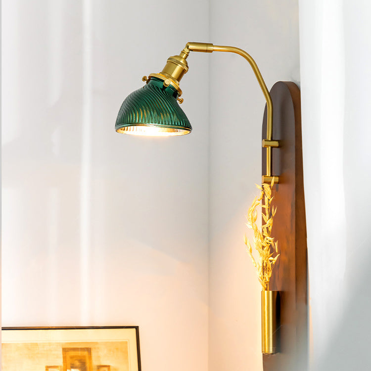 Rotatable Oval Copper Wheat Wall Lamp