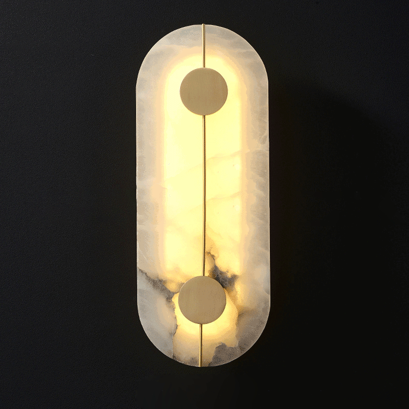 Round Oval Marble Brass Wall Lamp