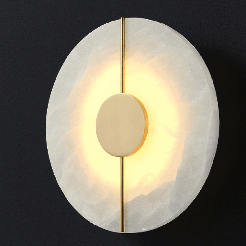 Round Oval Marble Brass Wall Lamp