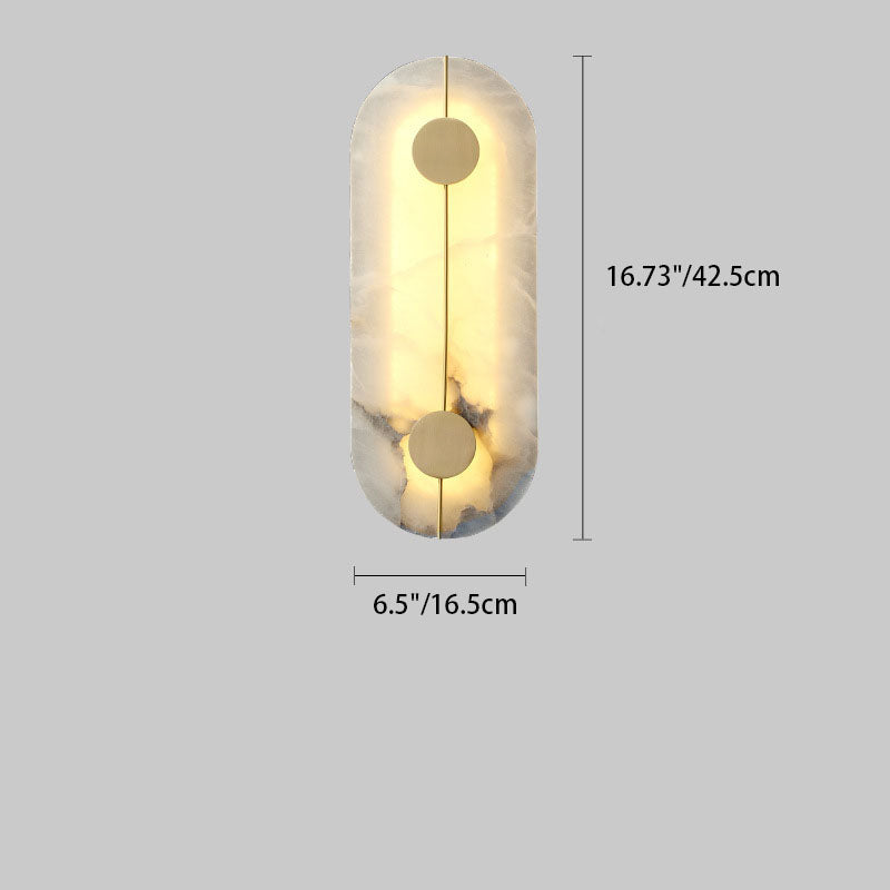 Round Oval Marble Brass Wall Lamp