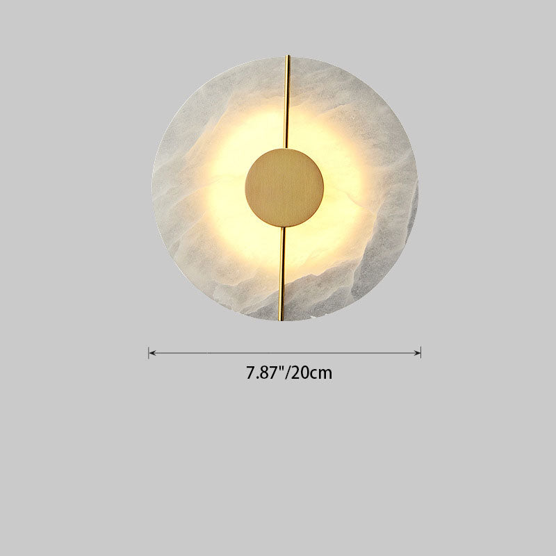 Round Oval Marble Brass Wall Lamp