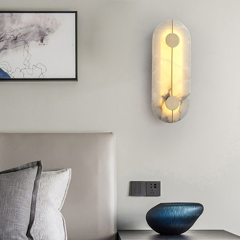 Round Oval Marble Brass Wall Lamp