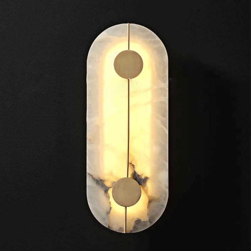 Round Oval Marble Brass Wall Lamp
