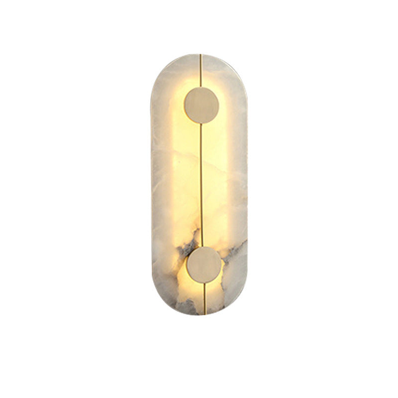Round Oval Marble Brass Wall Lamp