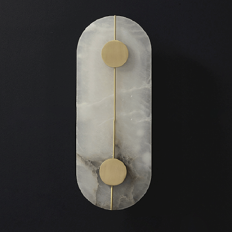 Round Oval Marble Brass Wall Lamp