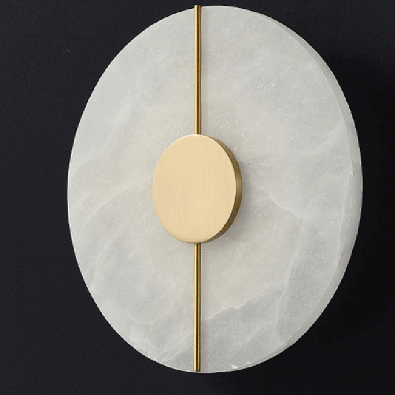 Round Oval Marble Brass Wall Lamp