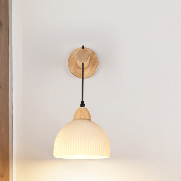 Cotton Dome Ribbed Glass Wall Lamp