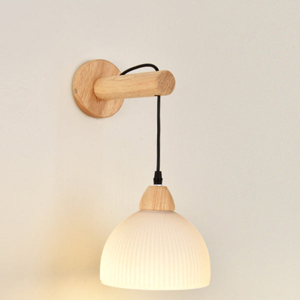 Cotton Dome Ribbed Glass Wall Lamp