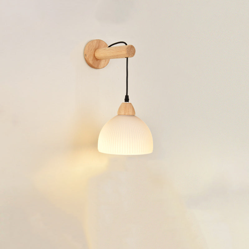 Cotton Dome Ribbed Glass Wall Lamp
