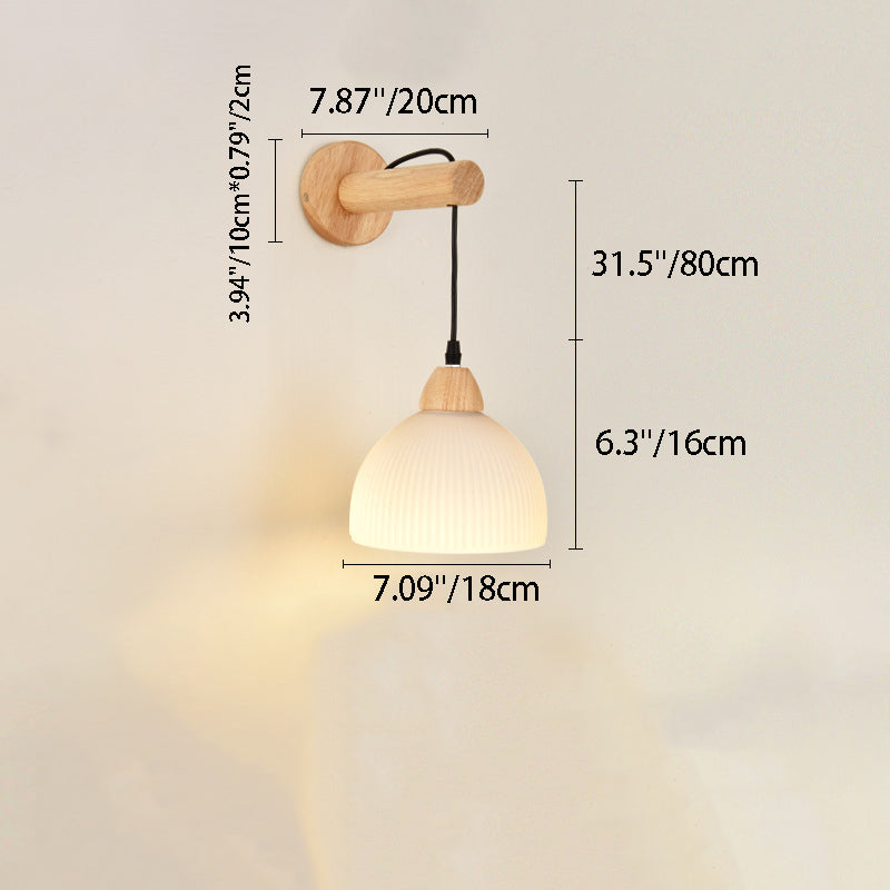 Cotton Dome Ribbed Glass Wall Lamp