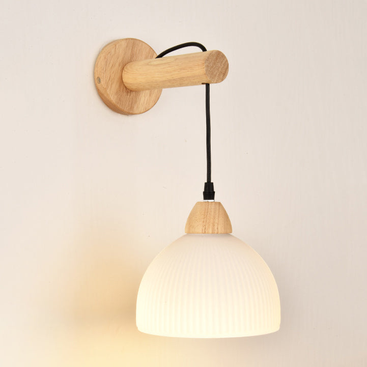 Cotton Dome Ribbed Glass Wall Lamp