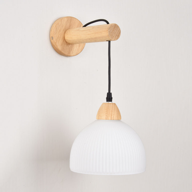 Cotton Dome Ribbed Glass Wall Lamp