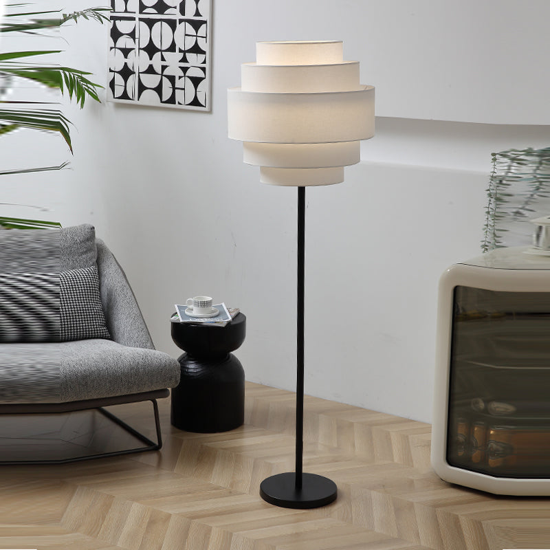 Multi-Round Fabric Rattan Cane Floor Lamp