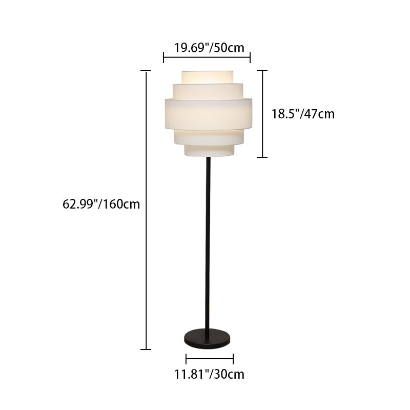 Multi-Round Fabric Rattan Cane Floor Lamp