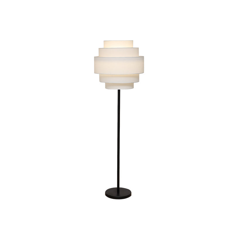 Multi-Round Fabric Rattan Cane Floor Lamp