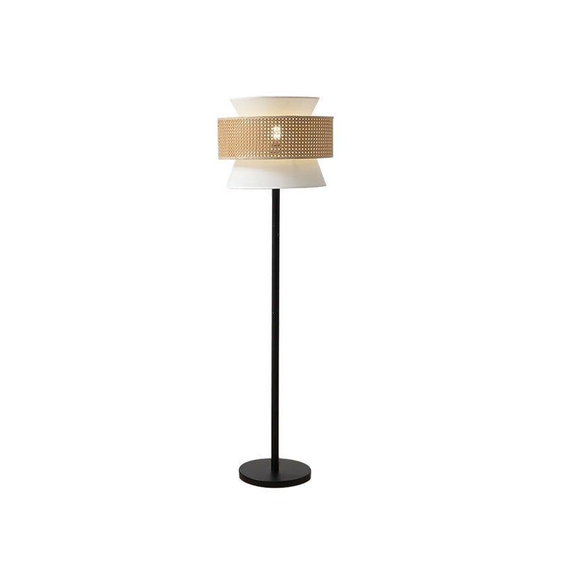 Multi-Round Fabric Rattan Cane Floor Lamp