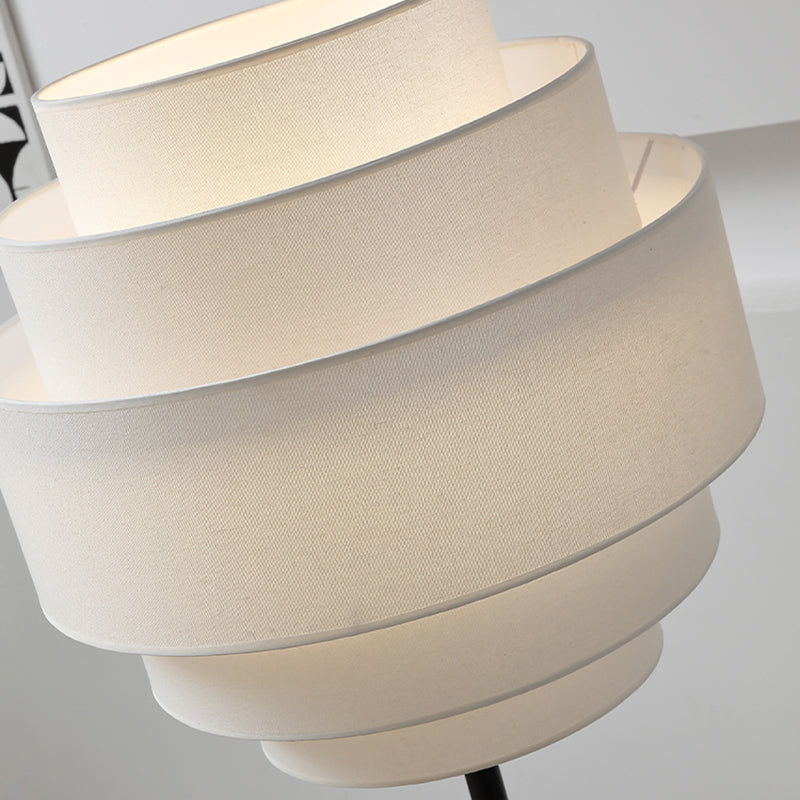 Multi-Round Fabric Rattan Cane Floor Lamp