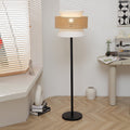 Multi-Round Fabric Rattan Cane Floor Lamp