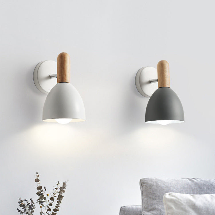 Macaroon Wood Iron Cannonball Wall Lamp