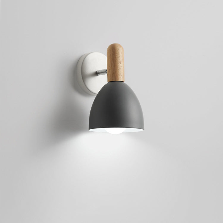 Macaroon Wood Iron Cannonball Wall Lamp