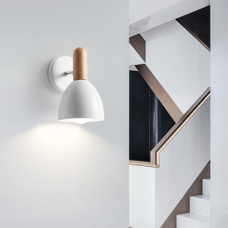 Macaroon Wood Iron Cannonball Wall Lamp