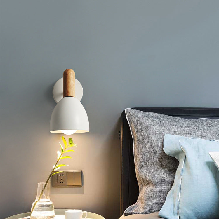 Macaroon Wood Iron Cannonball Wall Lamp